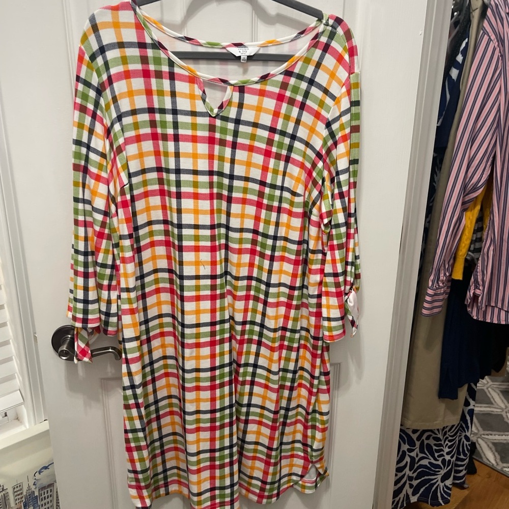 Crown & Ivy Multicolor Plaid dress XXL - Picture 3 of 16